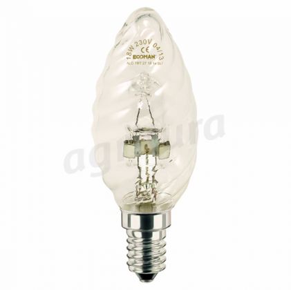 Ecoman Halogen  Kerze gedreht 28W 2700K E14 Glühbirne