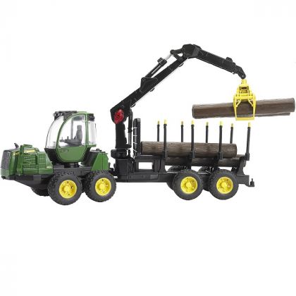 John Deere 1210E Rückezug mit 4 Baumstämmen und Holzgreifer